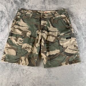 Wrangler Cargo Shorts Mens 38 Camouflage Woodland Green‎ Utility Tactical Hiking